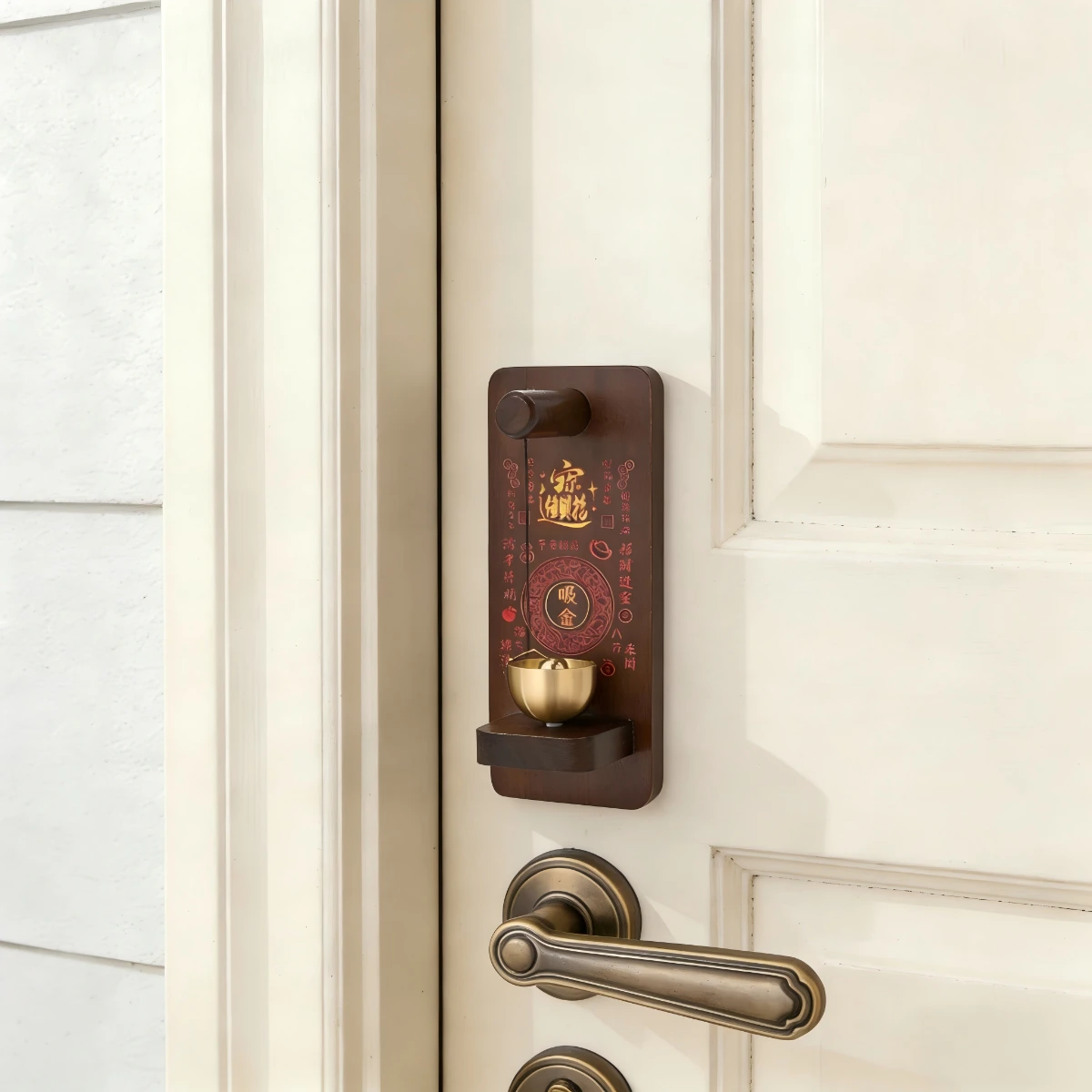 風水招財鈴 | 桃木黃銅招財門鈴