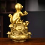 十二生肖幸運黃銅猴雕像——風水招財助運家居裝飾 - Image 3