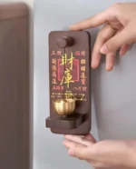 風水招財門鈴 | 桃木黃銅招財寶箱吊飾 - 影像 4